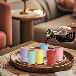 Mini Tumbler With Straw And Lid 6 Pack Colored Stainless Steel